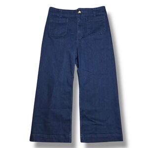 Maeve Anthropologie Colette Wide Leg Cropped Jeans Dark Wash Blue Size 32